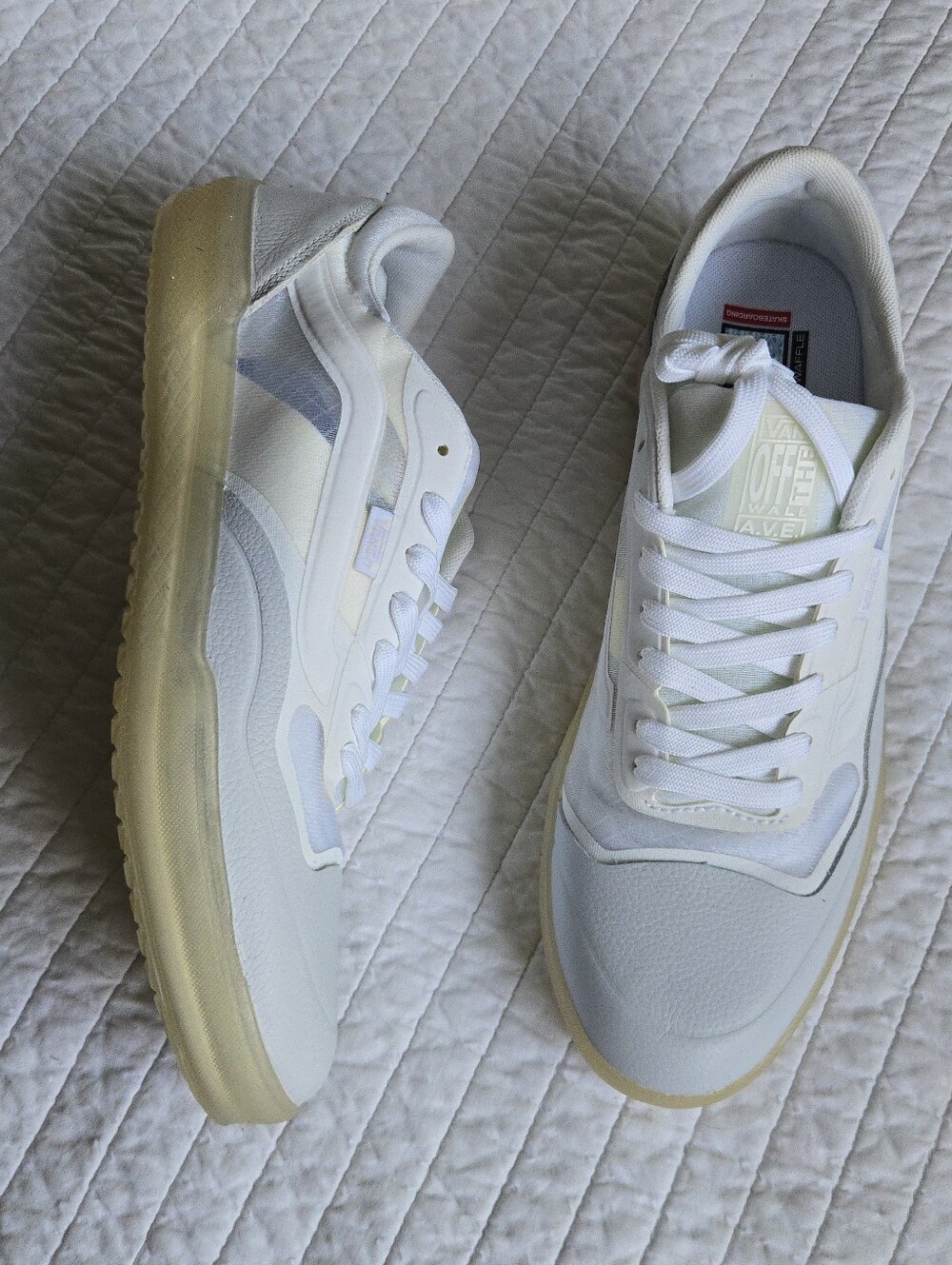 Vans Ave Pro Leather Men Size 12 White On White New 052026
